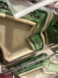 A Chinese verte biscuit sweetmeat or rice table set with floral design, Kangxi