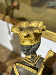 A gilt and patinated bronze Consulate pendule 'A l'Am&eacute;rique', Jean-Simon Deverberie, Paris, 1800-1804