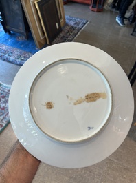 A S&egrave;vres porcelain plate with a view on Perpignan and a Rose Pompadour ground dish, 19th/20th C.