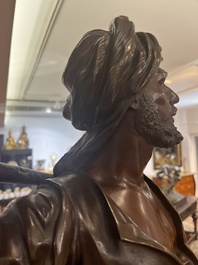 Emile Pinedo (1840-1916): 'Arabe en marche' (Arab on the march), brown patinated bronze