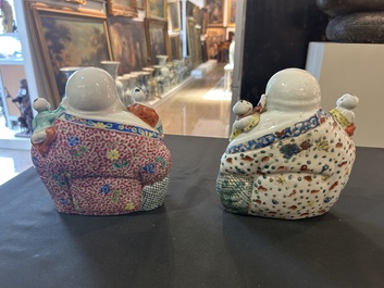 A varied collection of Chinese famille rose sculptures, 19th/20th C.