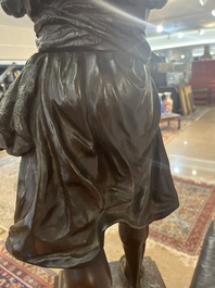 Emile Pinedo (1840-1916): 'Arabe en marche' (Arab on the march), brown patinated bronze