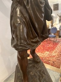 Emile Pinedo (1840-1916): 'Arabe en marche' (Arab on the march), brown patinated bronze
