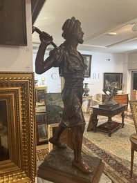 Emile Pinedo (1840-1916): 'Arabe en marche' (Arab on the march), brown patinated bronze