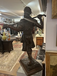 Emile Pinedo (1840-1916): 'Arabe en marche' (Arab on the march), brown patinated bronze