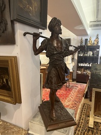 Emile Pinedo (1840-1916): 'Arabe en marche' (Arab on the march), brown patinated bronze