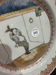 A Chinese doucai 'South Sea Bubble' plate with a figure from the Commedia dell'Arte, Yongzheng