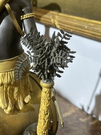 A gilt and patinated bronze Consulate pendule 'A l'Am&eacute;rique', Jean-Simon Deverberie, Paris, 1800-1804