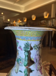 A Chinese famille rose vase with palace scenes, 19th C.