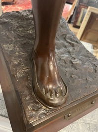 Emile Pinedo (1840-1916): 'Arabe en marche' (Arab on the march), brown patinated bronze