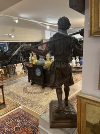 Emile Pinedo (1840-1916): 'Arabe en marche' (Arab on the march), brown patinated bronze