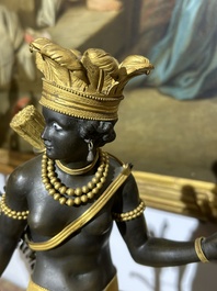 A gilt and patinated bronze Consulate pendule 'A l'Am&eacute;rique', Jean-Simon Deverberie, Paris, 1800-1804