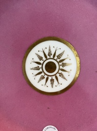 A S&egrave;vres porcelain plate with a view on Perpignan and a Rose Pompadour ground dish, 19th/20th C.