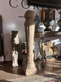 An Indian Mughal style sandstone column, probably Northern India, 18th C.