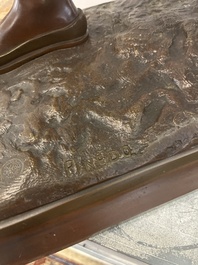 Emile Pinedo (1840-1916): 'Arabe en marche' (Arab on the march), brown patinated bronze