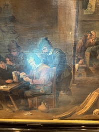 Flemish school, follower of David Teniers (1610-1690): Fun in the inn, oil on panel, 19th C.