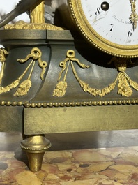 A gilt and patinated bronze Consulate pendule 'A l'Am&eacute;rique', Jean-Simon Deverberie, Paris, 1800-1804