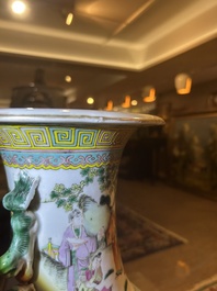 A Chinese famille rose vase with palace scenes, 19th C.