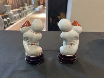 A varied collection of Chinese famille rose sculptures, 19th/20th C.