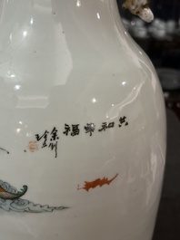 A Chinese famille rose double narrative design vase, 19th/20th C.