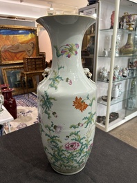 A Chinese famille rose vase with fine floral design, Hongxian mark, Republic
