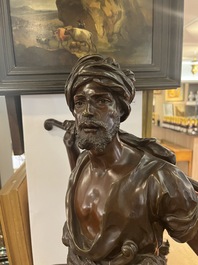 Emile Pinedo (1840-1916): 'Arabe en marche' (Arab on the march), brown patinated bronze