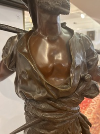 Emile Pinedo (1840-1916): 'Arabe en marche' (Arab on the march), brown patinated bronze