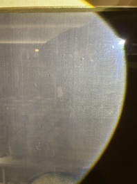 Chinese school: A blind beggar with a dog, ink and colours on silk, probably Ming