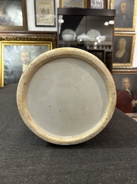 A Chinese famille rose 'antiquities' vase and a vase with figures in a garden, 19th/20th C.