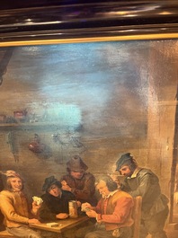 Flemish school, follower of David Teniers (1610-1690): Fun in the inn, oil on panel, 19th C.