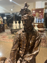 Pierre-Jules M&egrave;ne (1810-1879): Hunting companion with his dogs, brown patinated bronze