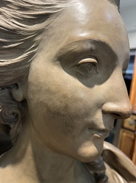 Franse school, navolger van Felix Lecomte (1737-1817): Buste van Marie Antoinette, gepatineerd terracotta op marmeren voet, ca. 1900
