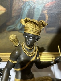 A gilt and patinated bronze Consulate pendule 'A l'Am&eacute;rique', Jean-Simon Deverberie, Paris, 1800-1804