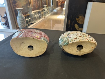 A varied collection of Chinese famille rose sculptures, 19th/20th C.