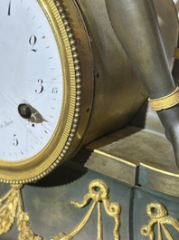 A gilt and patinated bronze Consulate pendule 'A l'Am&eacute;rique', Jean-Simon Deverberie, Paris, 1800-1804