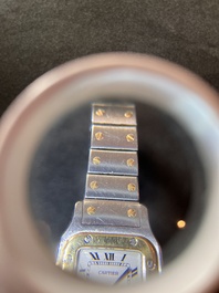 A Cartier Santos Galb&eacute;e yellow gold and steel wristwatch, n&deg;166930, second half 20th C.