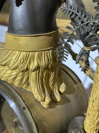 A gilt and patinated bronze Consulate pendule 'A l'Am&eacute;rique', Jean-Simon Deverberie, Paris, 1800-1804