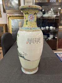 A Chinese famille rose 'antiquities' vase and a vase with figures in a garden, 19th/20th C.