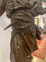 Emile Pinedo (1840-1916): 'Arabe en marche' (Arab on the march), brown patinated bronze