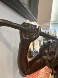 Emile Pinedo (1840-1916): 'Arabe en marche' (Arab on the march), brown patinated bronze