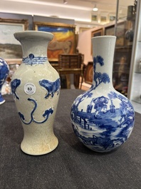 Four various Chinese blue and white vases, 19th C.
