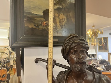 Emile Pinedo (1840-1916): 'Arabe en marche' (Arab on the march), brown patinated bronze