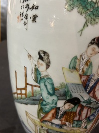 A Chinese famille rose double narrative design vase, 19th/20th C.