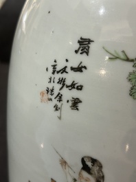 A Chinese famille rose double narrative design vase, 19th/20th C.