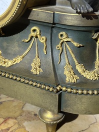 A gilt and patinated bronze Consulate pendule 'A l'Am&eacute;rique', Jean-Simon Deverberie, Paris, 1800-1804