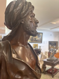 Emile Pinedo (1840-1916): 'Arabe en marche' (Arab on the march), brown patinated bronze