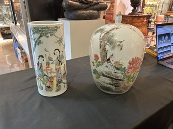 Een diverse collectie Chinees qianjiang cai en famille rose porselein, 19de/20ste eeuw