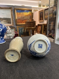 Four various Chinese blue and white vases, 19th C.
