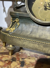 A gilt and patinated bronze Consulate pendule 'A l'Am&eacute;rique', Jean-Simon Deverberie, Paris, 1800-1804