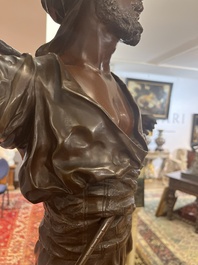 Emile Pinedo (1840-1916): 'Arabe en marche' (Arab on the march), brown patinated bronze